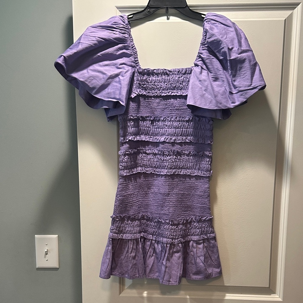 CAKE FOR DINNER purple Ruffled Dress with Puff Sleeves